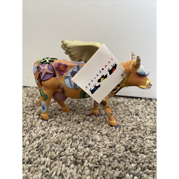 Cow Parade ANGELI COW #9127 Eyelashes Angel Wings Boho Westland Figurine RETIRED - Picture 3 of 11